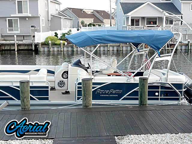 2012 Godfrey AquaPatio Coastal Edition with F250 Pontoon Wakeboard Tower — customer install photo