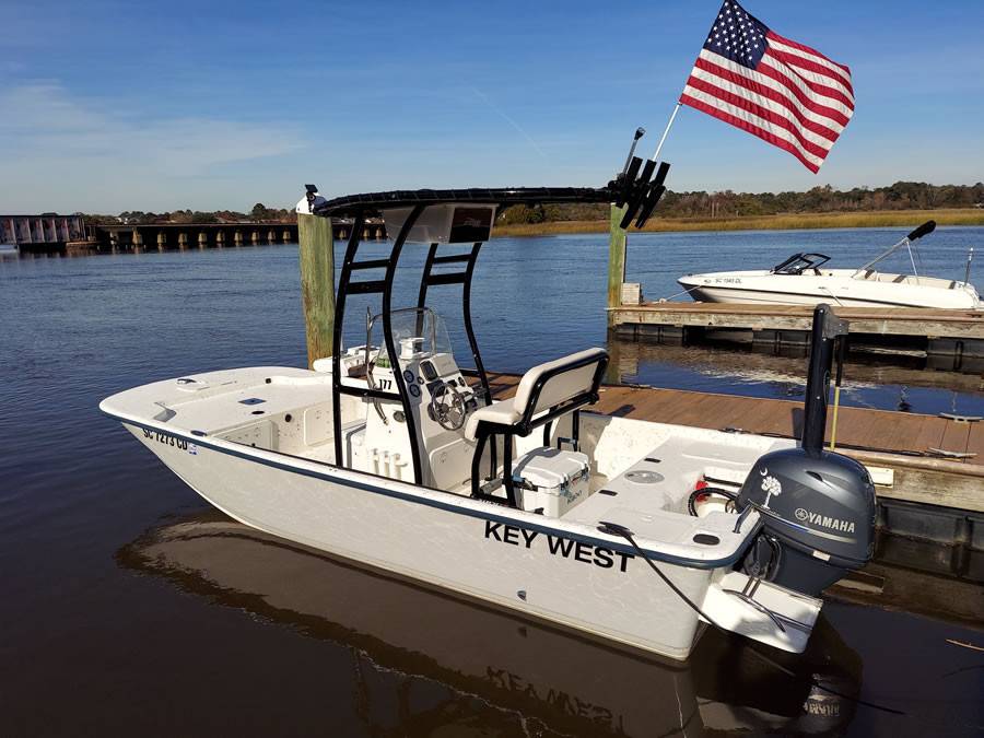 2010 Key West 177 Skiff with SG300 Boat T-Top, customer install photo