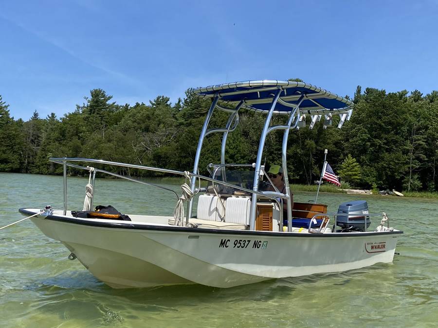 1986 Boston Whaler Montauk 17 with SG600 Boat T-Top