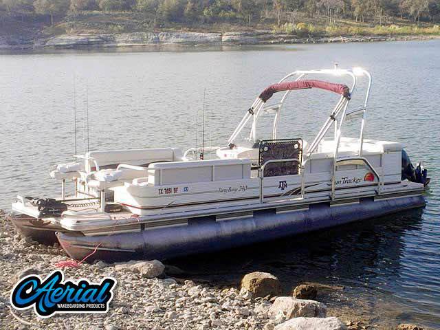 2010 SUN TRACKER Party Barge 240 with F250 Pontoon Wakeboard Tower — customer install photo